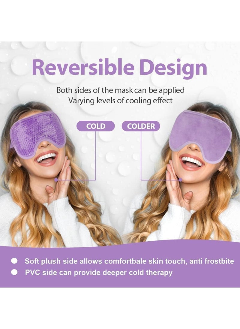 DMG TECH Cooling Gel Eye Mask Reusable Cold Eye Mask for Puffy Eyes, Eye Ice Pack Eye Mask with Soft Plush Backing for Dark Circles, Migraine, Stress Relief - Purple  - Image 3