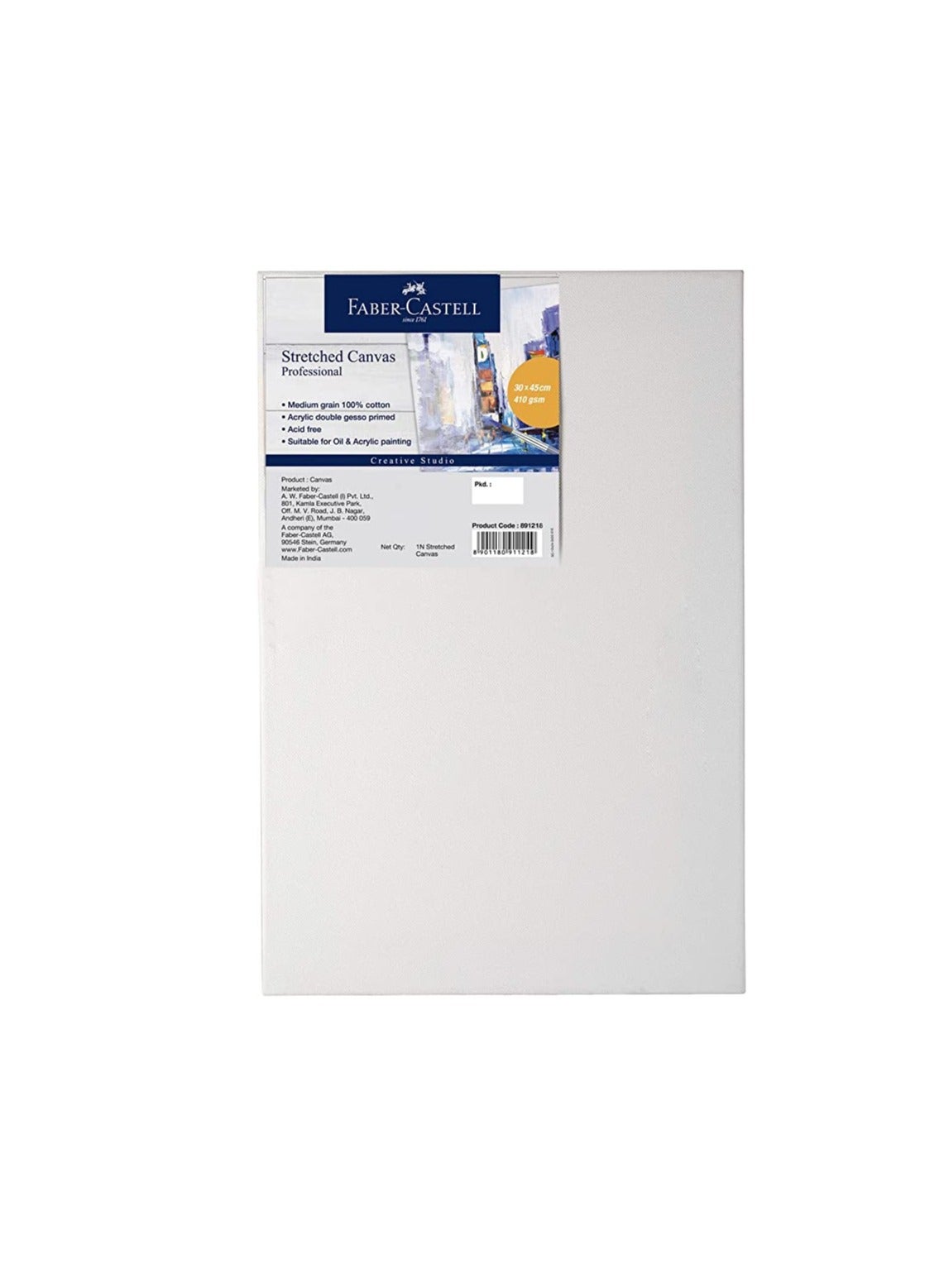 Faber-Castell Strectched Canvas 410Gsm 12X18 (30.48X45.72 - cm),For Oil, Acrylic And Fabric Colours Artist Drawing Paints