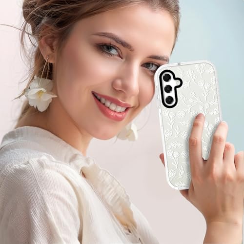 Dumkery Cute White Flowers Phone Case Compatible with Samsung Galaxy A16 5G, Floral Aesthetic Pattern, Soft TPU Shockproof Bumper Cases Cover for Girls Women - Image 5
