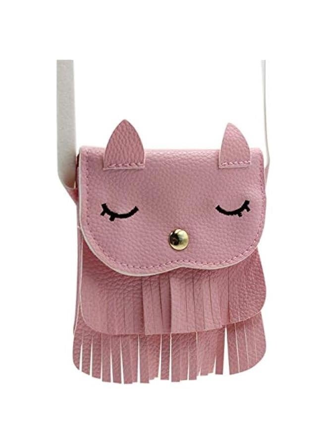Women Purse Cute Cat Tassel Coin Purse Small Mini Crossbody bag (Pink) - Image 2