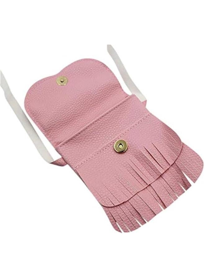 Women Purse Cute Cat Tassel Coin Purse Small Mini Crossbody bag (Pink) - Image 3