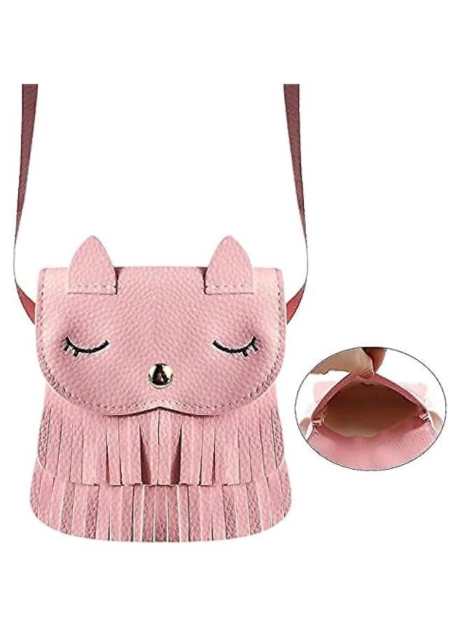 Women Purse Cute Cat Tassel Coin Purse Small Mini Crossbody bag (Pink) - Image 5