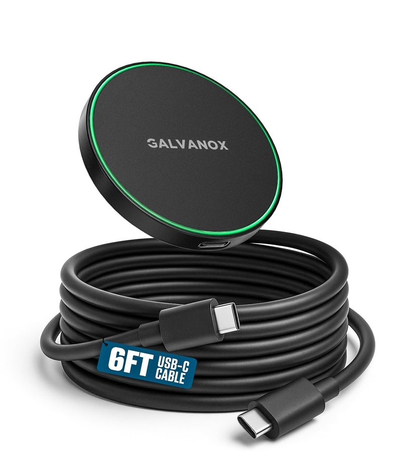 Galvanox Stick-On Magnetic Wireless Charger, Compatible with MagSafe (15W) iPhone Fast Charging, Low-Profile Pad for Wall, Home Office, Magnet Car Mount with Removable USB-C (Adhesive Mounting) - Image 4