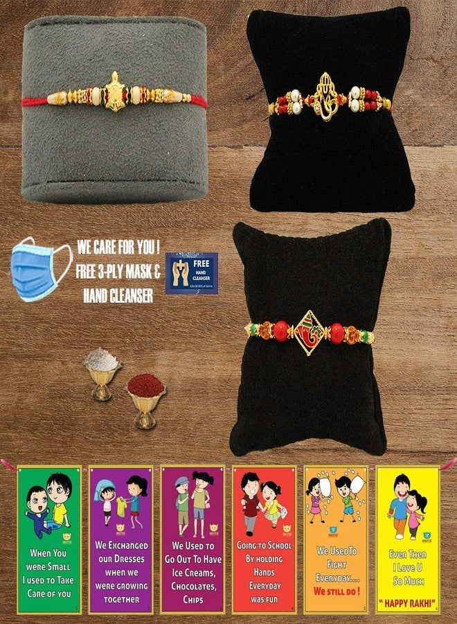 BOGATCHI M3Mb-20 Designer Rakhi for Brother, Rakhi Set of 3, Royal Rakhi Set- 3, Set of 3 Beautiful Rakhi for Bhai - Image 1