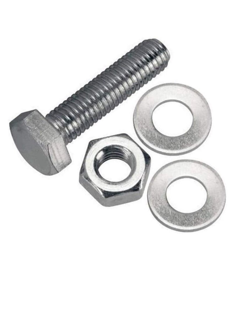 12 pcs Hex Head Screw Bolts Nuts & Washers Fully Thread GI Plain Finish Bolt Set. (6, 20MM) - Image 1