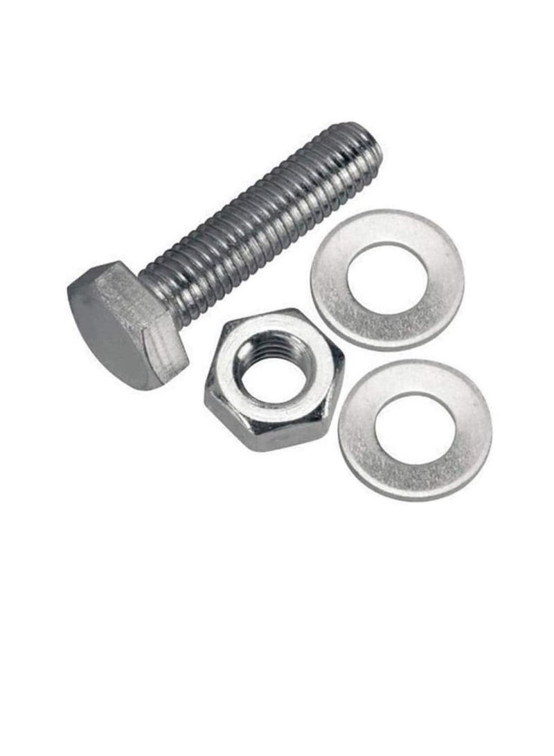 12 pcs Hex Head Screw Bolts Nuts & Washers Fully Thread GI Plain Finish Bolt Set. (6, 20MM) - Image 2