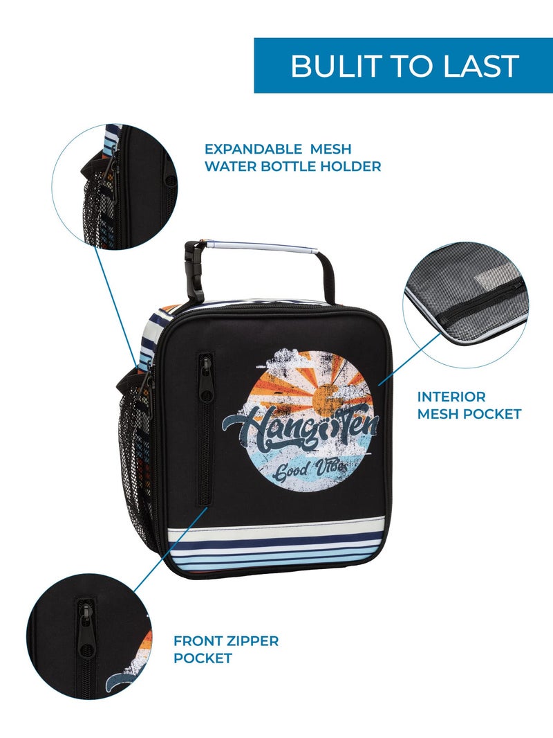 HANG TEN Basic Insulated Lunch Bag for Work, Thermal Reusable Office Lunch Box for Men, Women (Good Vibes) - Image 4