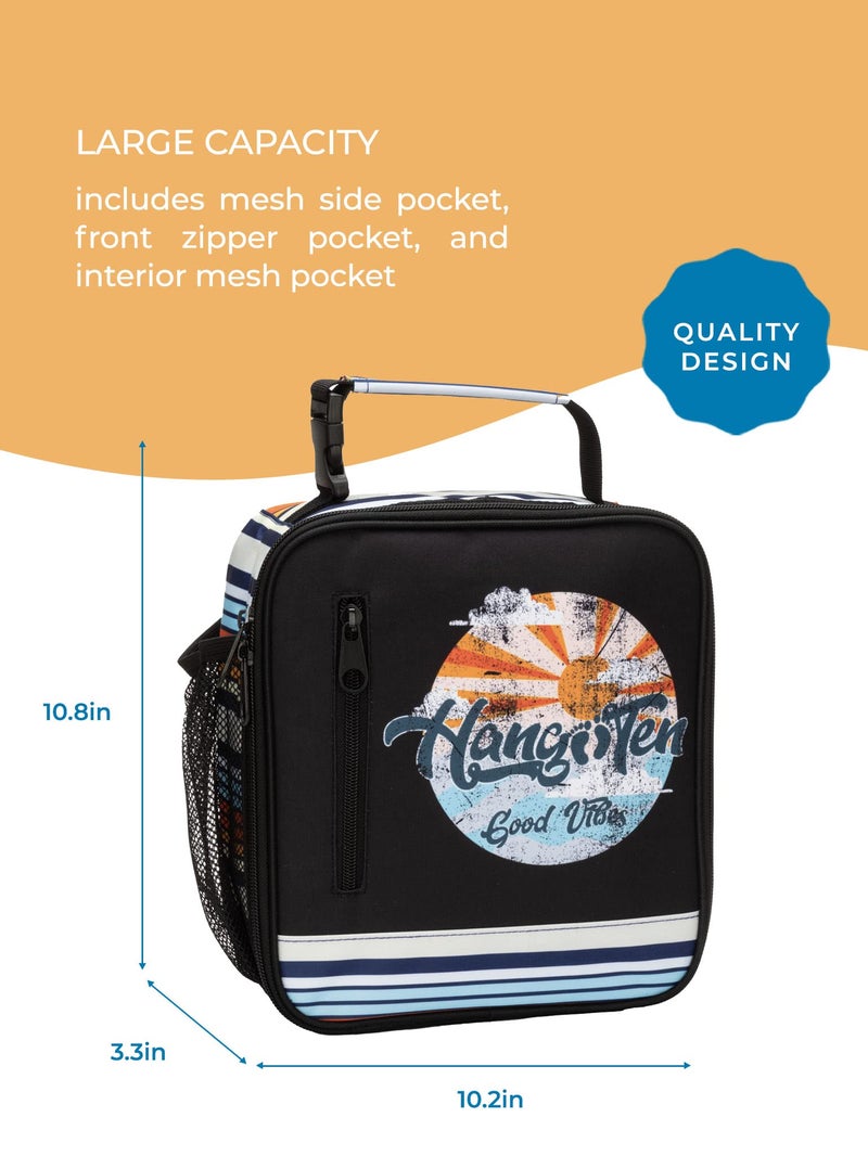 HANG TEN Basic Insulated Lunch Bag for Work, Thermal Reusable Office Lunch Box for Men, Women (Good Vibes) - Image 3