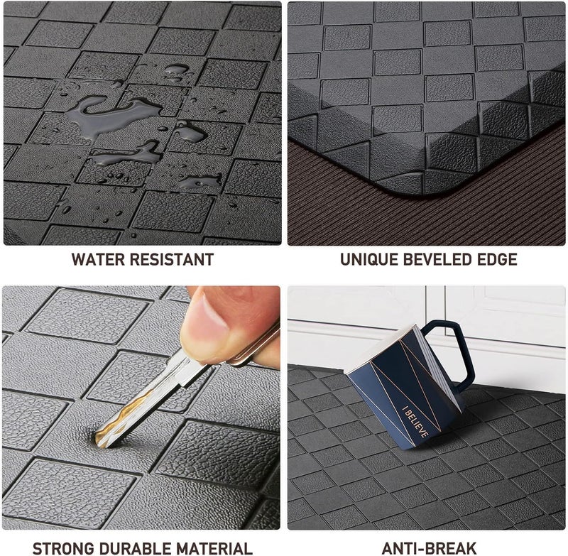 HappyTrends Floor Mat Cushioned Anti-Fatigue ,17.3"x28",Thick Waterproof Non-Slip Mats and Rugs Heavy Duty Ergonomic Comfort Rug for Kitchen,Floor,Office,Sink,Laundry,Black - Image 3