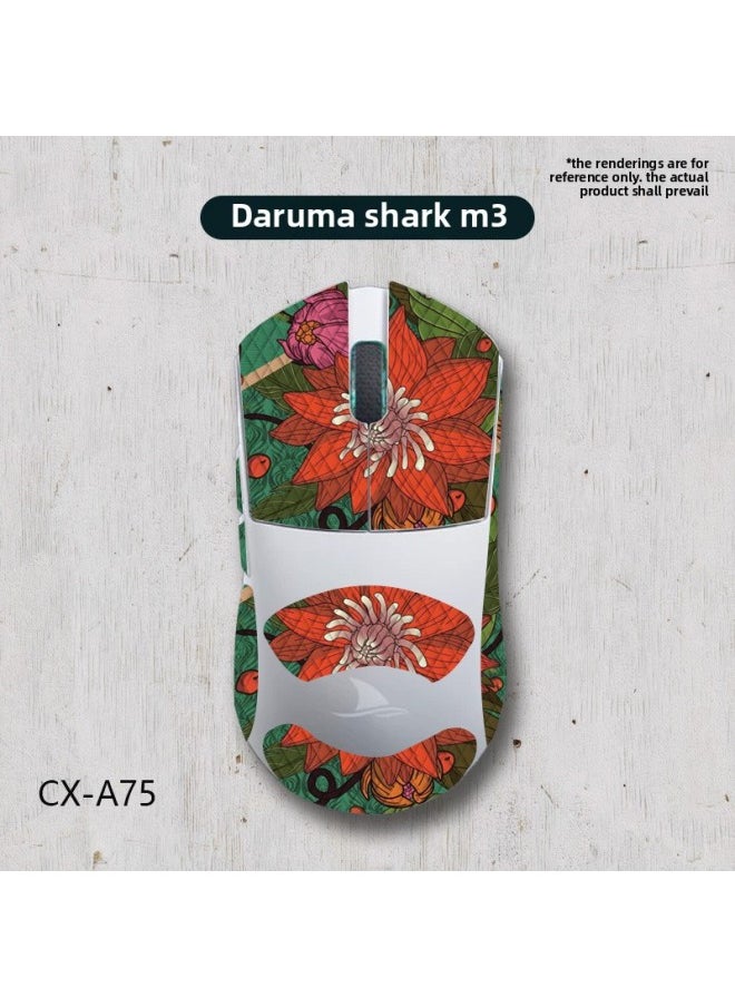 Generic - Applicable Mouse Anti-slip Stickers Darmoshark Damo Shark M3 Special Side Sweat-absorbing Protective Stickers Full Set Of Palm-Color:Daruma Shark M3-CX-A75/white Diamond-all Inclusive - Image 1