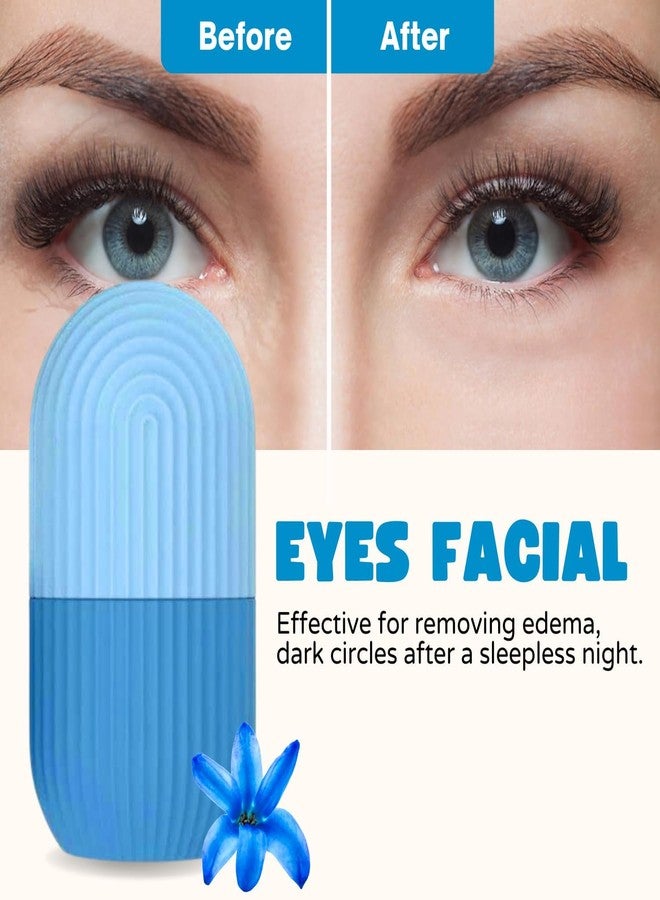 Stadash بكرة ثلج سيليكون من ستاداش لتنظيف الوجه والرقبة والجسم - مكعب ثلج للوجه لبشرة متألقة ومشدودة | بكرة ثلج للهالات السوداء والعناية بالبشرة، بكرة تدليك بالثلج (أزرق) - Image 2