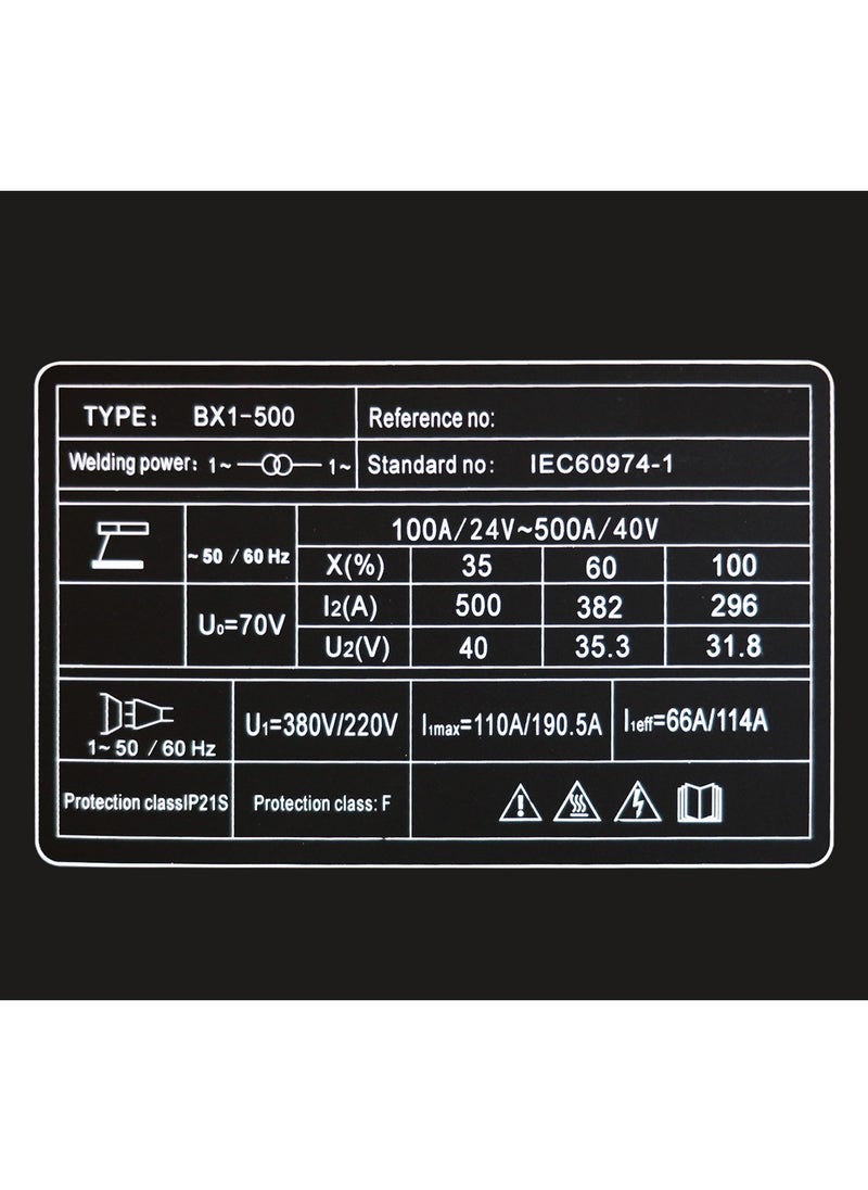 أتش دي آلة لحام MMA 10-500A AC | تعمل على الحديد | HD | BX1-500 Copper | 2.5 إلى 8.0 إلكترود  - Image 4