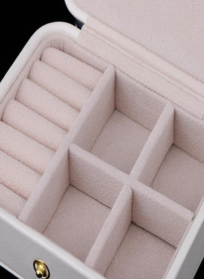 EBOFAB Travel Portable Leather Jewelry Case Double Layer Travel Earrings Jewellery Box Storage - Image 3