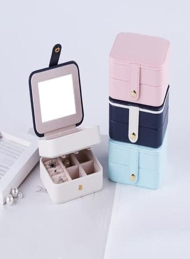 EBOFAB Travel Portable Leather Jewelry Case Double Layer Travel Earrings Jewellery Box Storage - Image 5