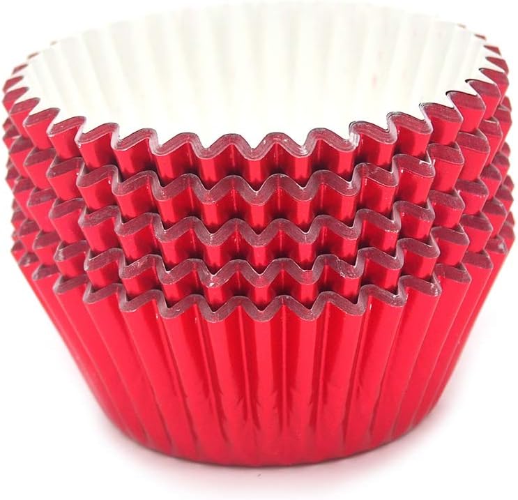 Mombake Standard Red Foil Cupcake Liners Muffin Baking Cups for Party and More, 100-Count - Image 3