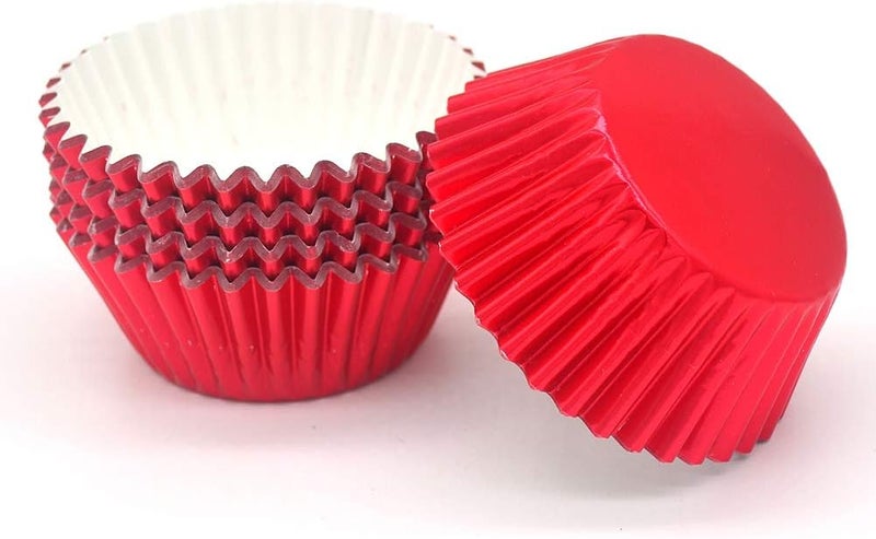 Mombake Standard Red Foil Cupcake Liners Muffin Baking Cups for Party and More, 100-Count - Image 2
