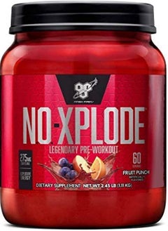 BSN BSN N.O.-XPLODE Pre Workout Powder, Energy Supplement for Men and Women with Creatine and Beta-Alanine, Flavor: Fruit Punch, 60 Servings  - Image 1
