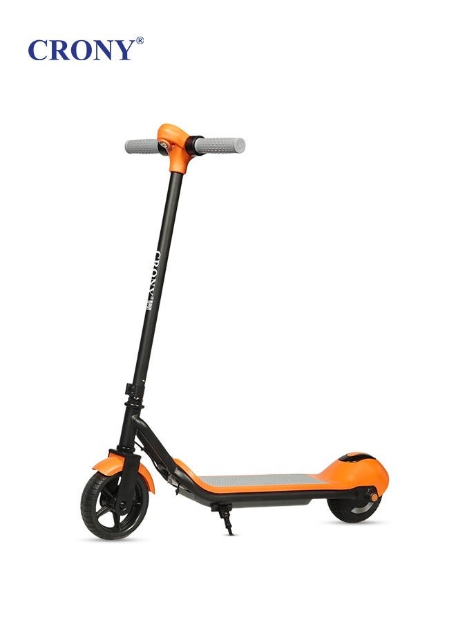 كروني سكوتر كهربائي للأطفال ZL-E7 مزود بمصابيح LED وبلوتوث ومضاد للانزلاق وإطار مطاطي مفرغ من الهواء ووزن 7 كجم وإطار من سبائك الألومنيوم وحمولة 60 كجم وسكوتر كهربائي ولوح تزلج قابل للطي ودراجة كهربائية بدون فرشاة باللون البرتقالي - Image 1