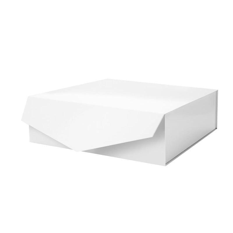 PACKHOME Valentine's Day Large Gift Box with Lid 13.5x9x4.1 Inches, Sturdy Collapsible Gift Box with Magnetic Closure (Glossy White) - Image 1