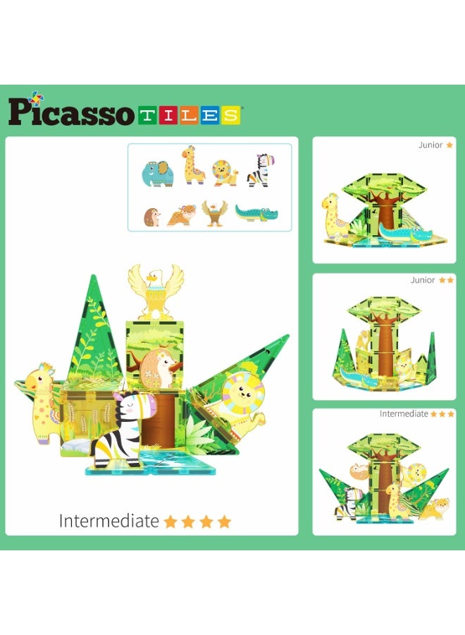 PicassoTiles مجموعة بلاط بيكاسو المغناطيسية سفاري 26 قطعة | متوافقة مع بلاط المغناطيس | كتل بناء | ألعاب STEM | مجموعة ألعاب تعليمية | كتل تكديس | مجموعة بناء للأطفال لتطوير الدماغ - Image 5