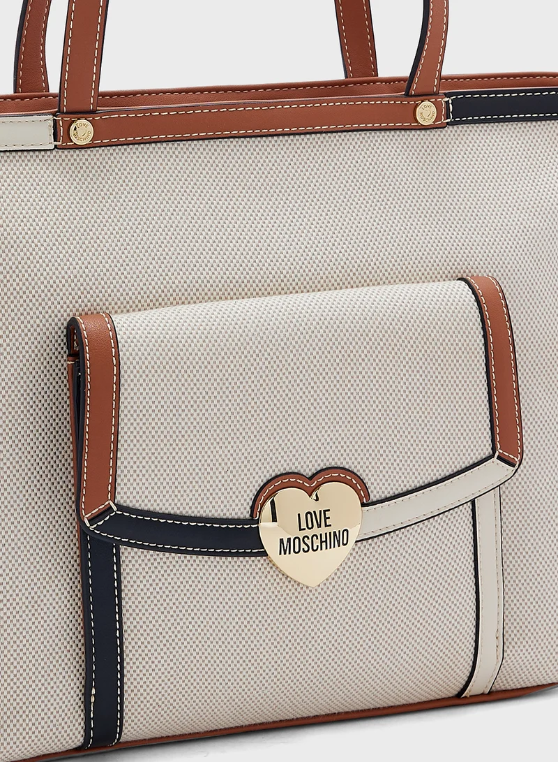 Love Moschino NATURAL CANVAS-MULTICOLOUR PU NATURAL CANVAS-MULTI