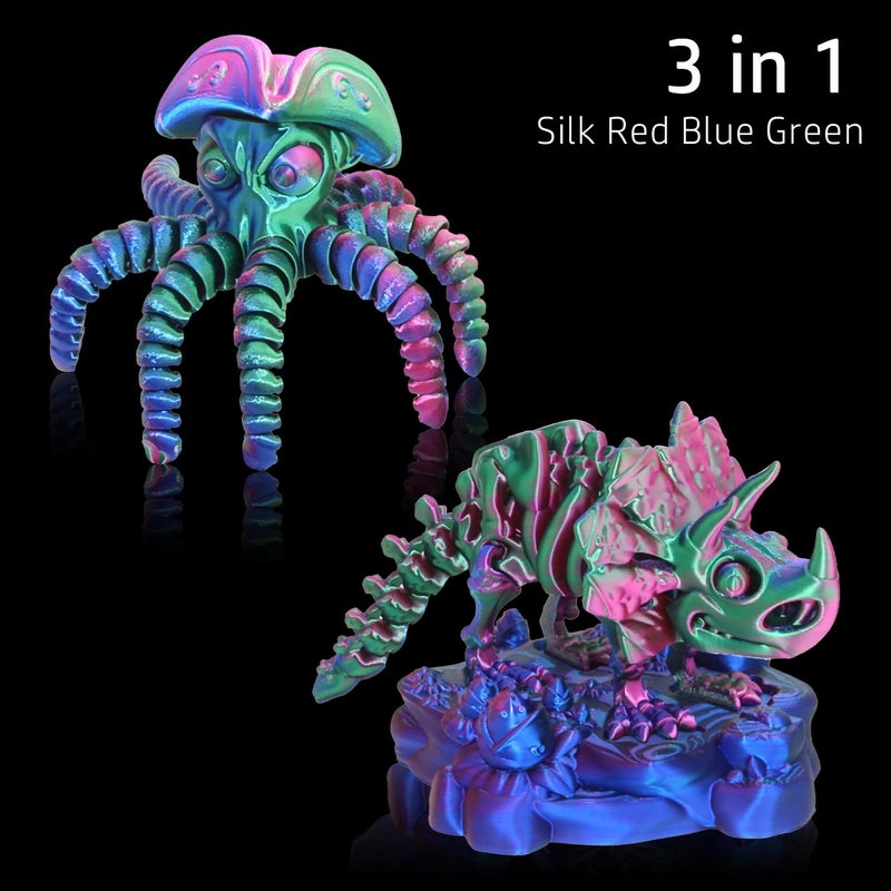LOVOON 3D Printer Filament, Tricolor PLA Filament 1.75mm Silk Rainbow Filament Green-Red-Blue, 3D Printing Accessories PLA Filament Multicolor, Dimensional Accuracy +/-0.02mm, 2.2lbs/Spool - Image 3