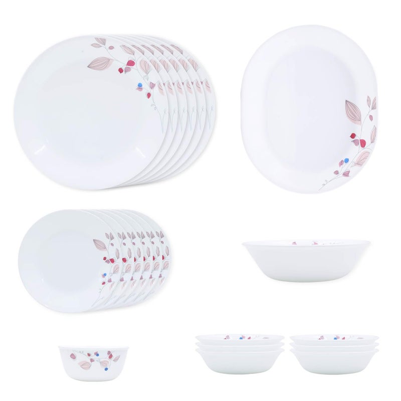 Corelle Pink Breeze1-21 Pcs Dinner Set | for Family of 6| Break & Chip Resistant | Lightweight & Durable | Microwave & Dishwasher Safe - Image 1