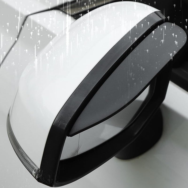 Pincuttee 2PC Side Mirror Visor Rain GuardsCar Rear View Mirror Rain CoverSilicone Rain ShieldMirror Cover Rubber Visor GuardSolidBlack2Pack