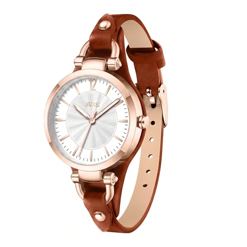 BUREI Women Watches Simple Leather Strap Watch Analog Quartz Watches Small Thin Ladies Watch Bracelet Band Wristwatch Gifts for Women - Image 1