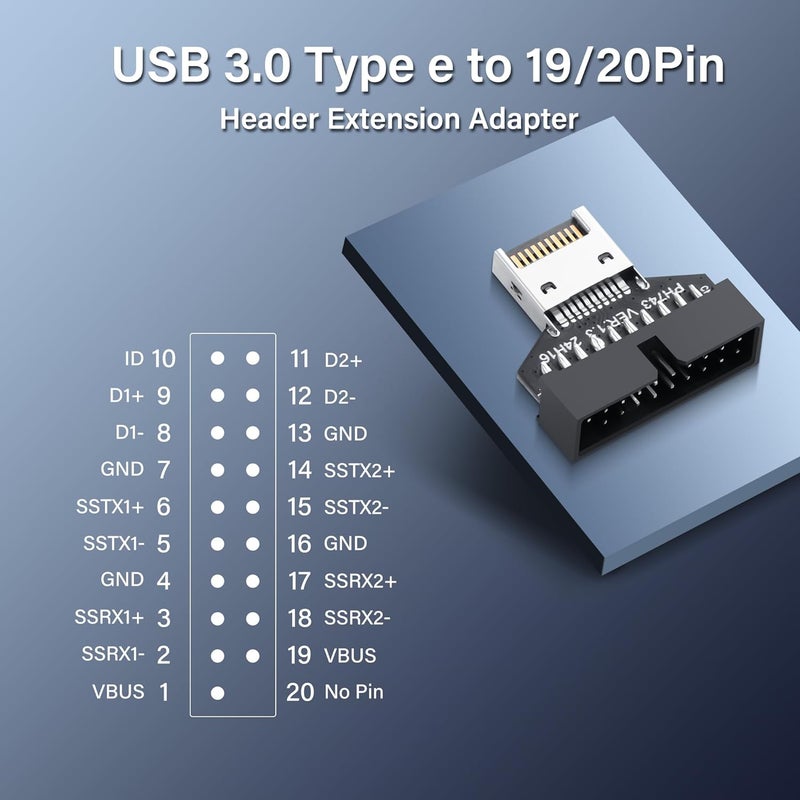 SinLoon USB 30 Front Panel Header Type E to USB 30 1920Pin Motherboard Header Adapter TypeE Male to 19Pin Male Front Connector Converter - Image 3
