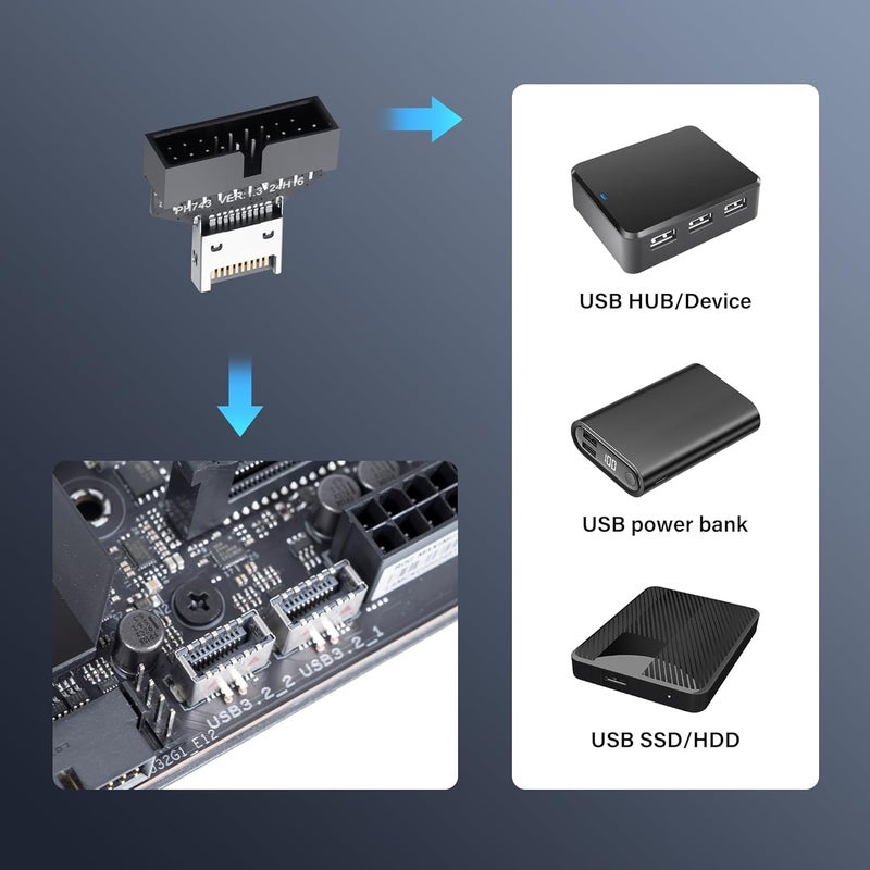 SinLoon USB 30 Front Panel Header Type E to USB 30 1920Pin Motherboard Header Adapter TypeE Male to 19Pin Male Front Connector Converter - Image 5