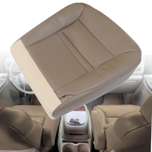 NLQR Front Driver Side Bottom Replacement Microfiber Leather Seat Cover Tan Compatible with Ford Excursion Limited XLT 2000 2001 - Image 1