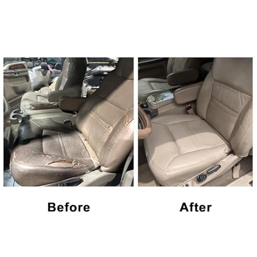 NLQR Front Driver Side Bottom Replacement Microfiber Leather Seat Cover Tan Compatible with Ford Excursion Limited XLT 2000 2001 - Image 2