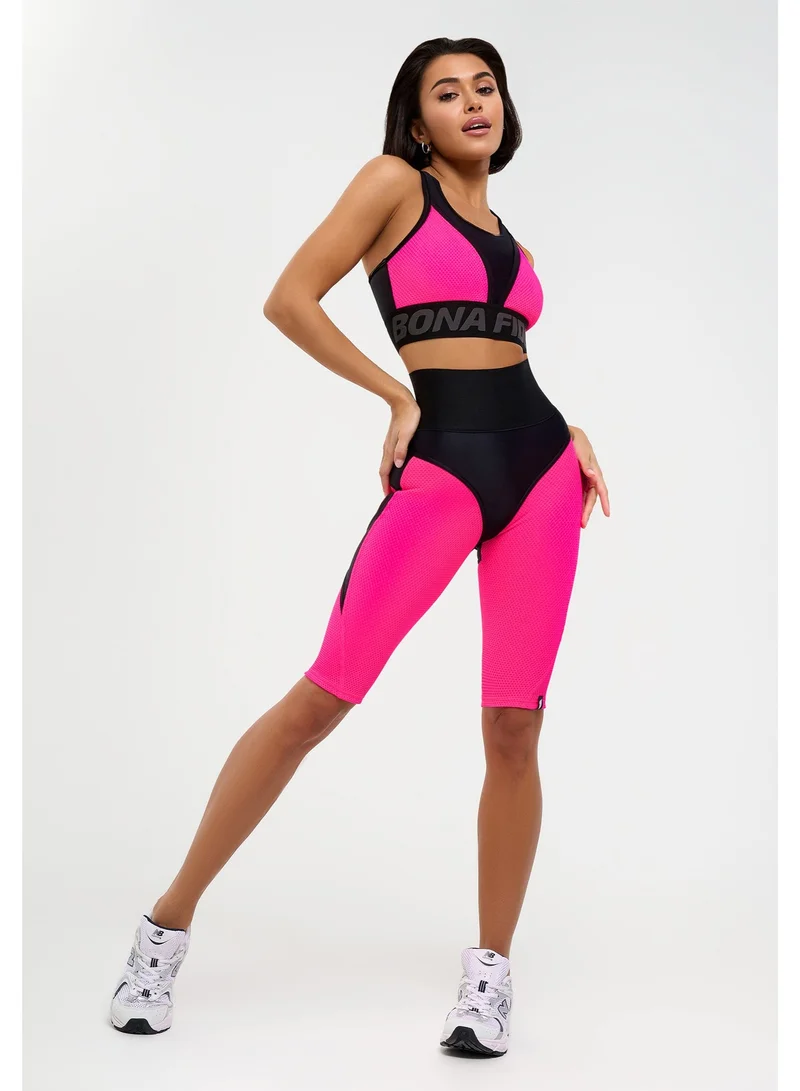 Bona Fide Bona Cycling Extra Push-up Corsage Neon Pink Bona Fide Premium Quality High Waist Biker Shorts for Women with Body Shape - Womens Shorts for Gym, Workout for Women | Best Price UAE