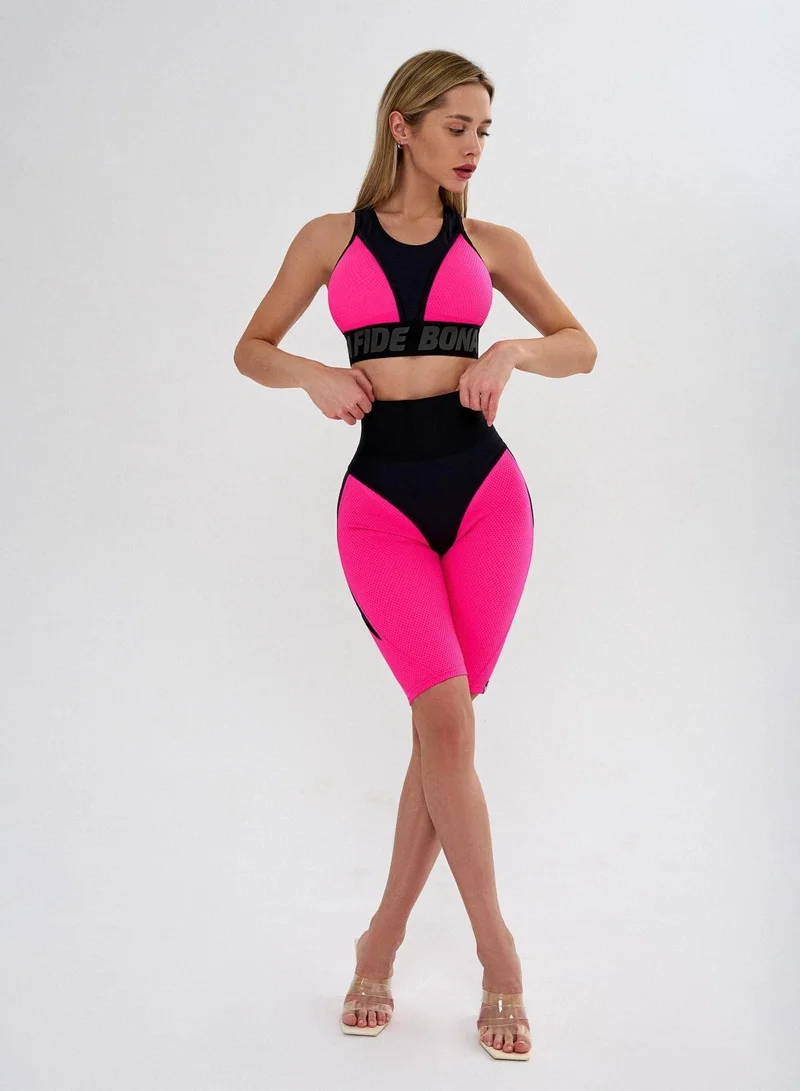 Bona Fide Bona Cycling Extra Push-up Corsage Neon Pink Extra Corsage High Waist Biker Gym Shorts for Women for Women | Best Price UAE