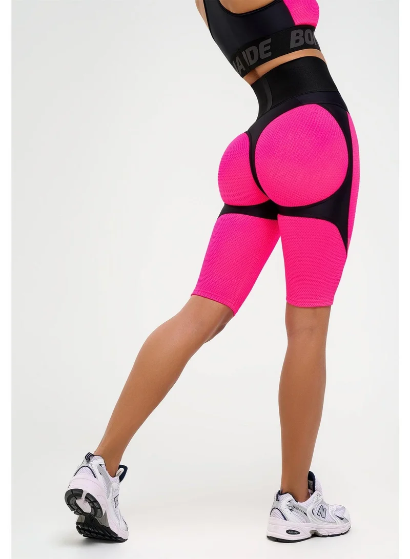 Bona Fide Bona Cycling Extra Push-up Corsage Neon Pink Extra Corsage High Waist Biker Gym Shorts for Women for Women | Best Price UAE