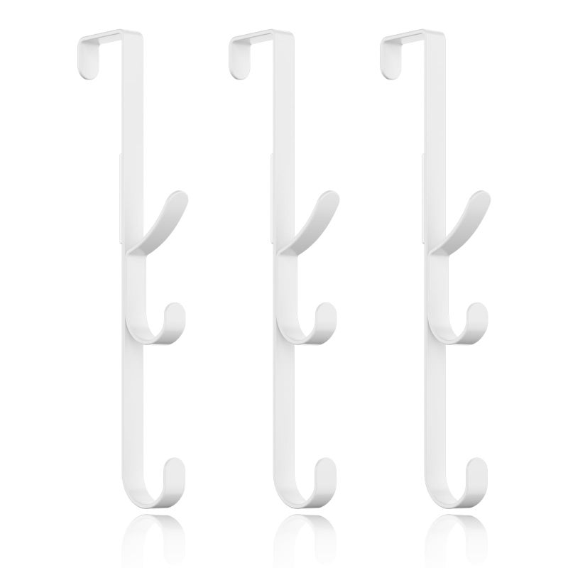 Over the Door Hooks hangerover the door towel hook Organizer hanging for coat clothes backpack hat purse Metal Towel Rack Back of Shower for BathroomDormBedroomKitchenOffice Closet White3Packs