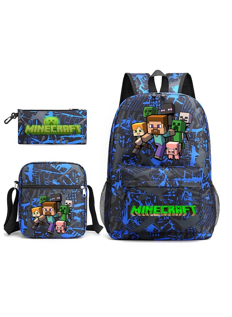 عام Minecraft ، حقيبة مدرسية للطلاب ، حقيبة ظهر ، حقيبة قلم رصاص ، حقيبة كتف ، حقيبة مدرسية من ثلاث قطع. - Image 1