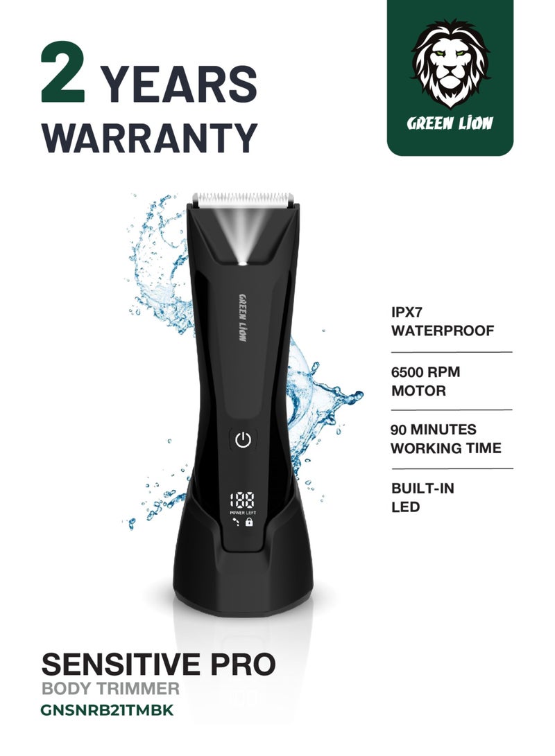 GREEN LION Sensitive Pro Body Trimmer / Digital Display / LED Light / Different Combs / Extra-powerful Motors / Detachable / Easy For Cleaning / High Power Motor / High Battery Capacity - Black - Image 1
