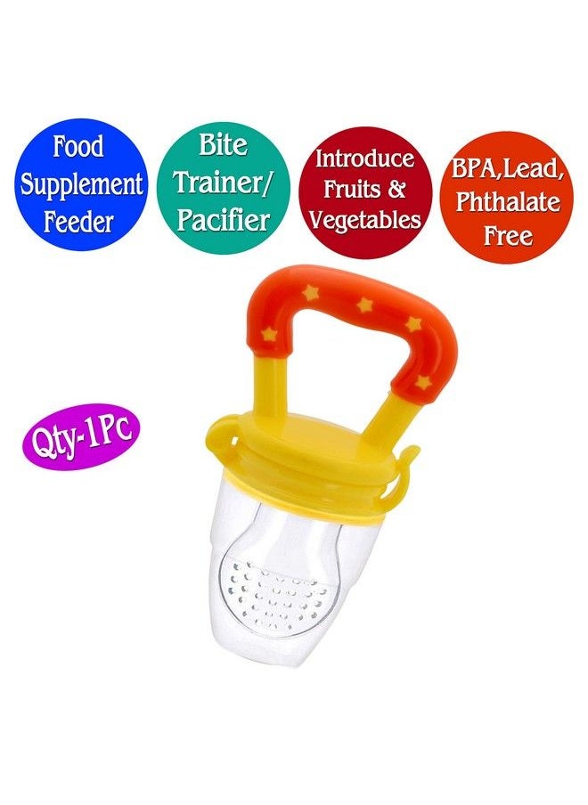 The Little Lookers Bpa Free Fruit & Food Feeder Pacifier Nibbler With Silicon Mesh For Baby Kids & Infants (Yellow Pack Of 1)  - Image 3