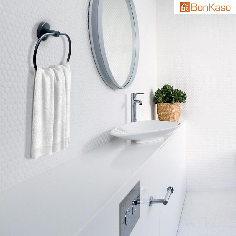 BonKaso 304 Stainless Steel Napkin Towel Holder Ring for Bathroom, Wash Basin & Kitchen- Rustproof Towel Hanger for Hand & Face Towels | Modern & Space-Saving (Capsule & Black Finish) - Image 5