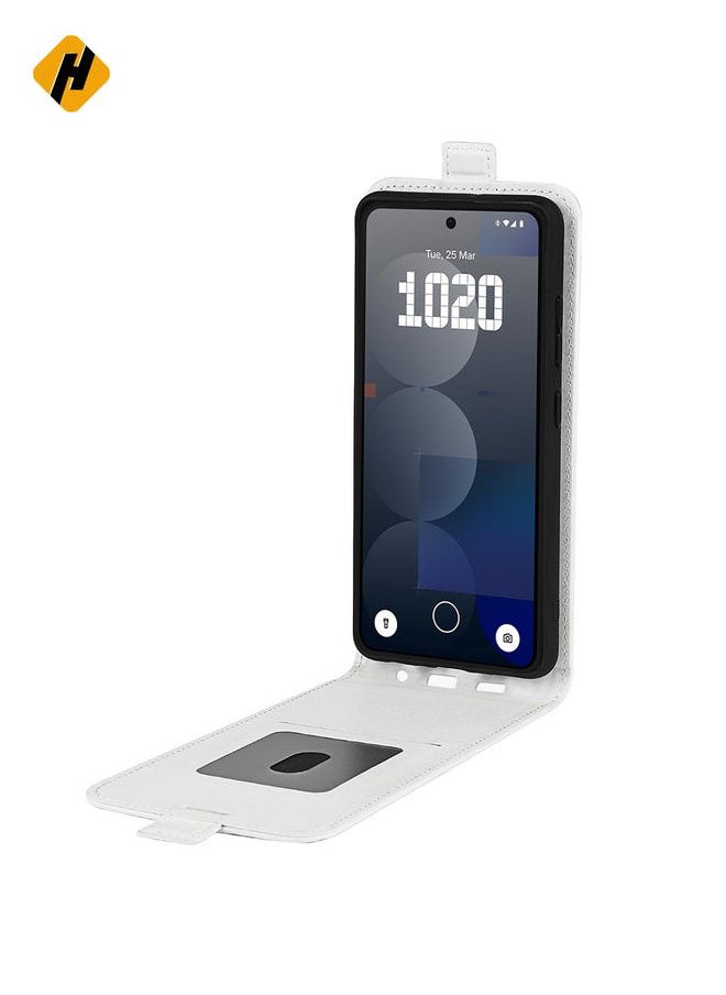 HuHa - Protective Cover For Nothing Phone 3a Pro R64 Texture Single Vertical Flip Leather Phone Case (White) - Image 1