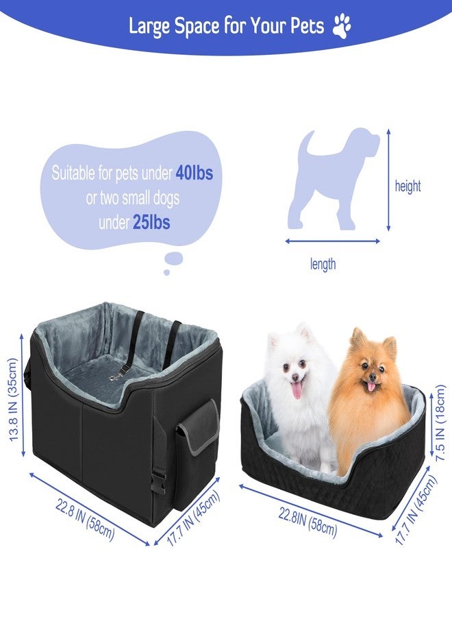INFANZIA Dog Booster Car Seat for Small Medium Dogs, Elevated Pet Car Seats with Safety Leash for Pets Under 45Lbs, Washable Lookout Puppy Travel Seat with Storage Pockets (Medium, Black) - Image 3