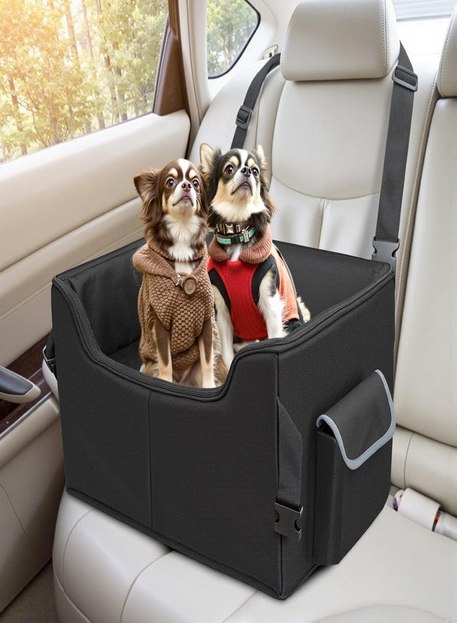 INFANZIA Dog Booster Car Seat for Small Medium Dogs, Elevated Pet Car Seats with Safety Leash for Pets Under 45Lbs, Washable Lookout Puppy Travel Seat with Storage Pockets (Medium, Black) - Image 1