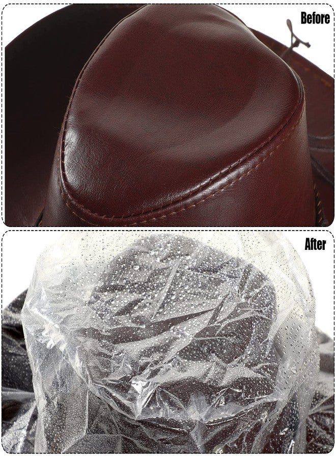 Funtery غطاء قبعة رعاة البقر من Funtery مقاس XXL، مصنوع من البلاستيك المقاوم للماء، لحماية القبعات من المطر والغبار والتخزين (شفاف، 10 قطع) - Image 5