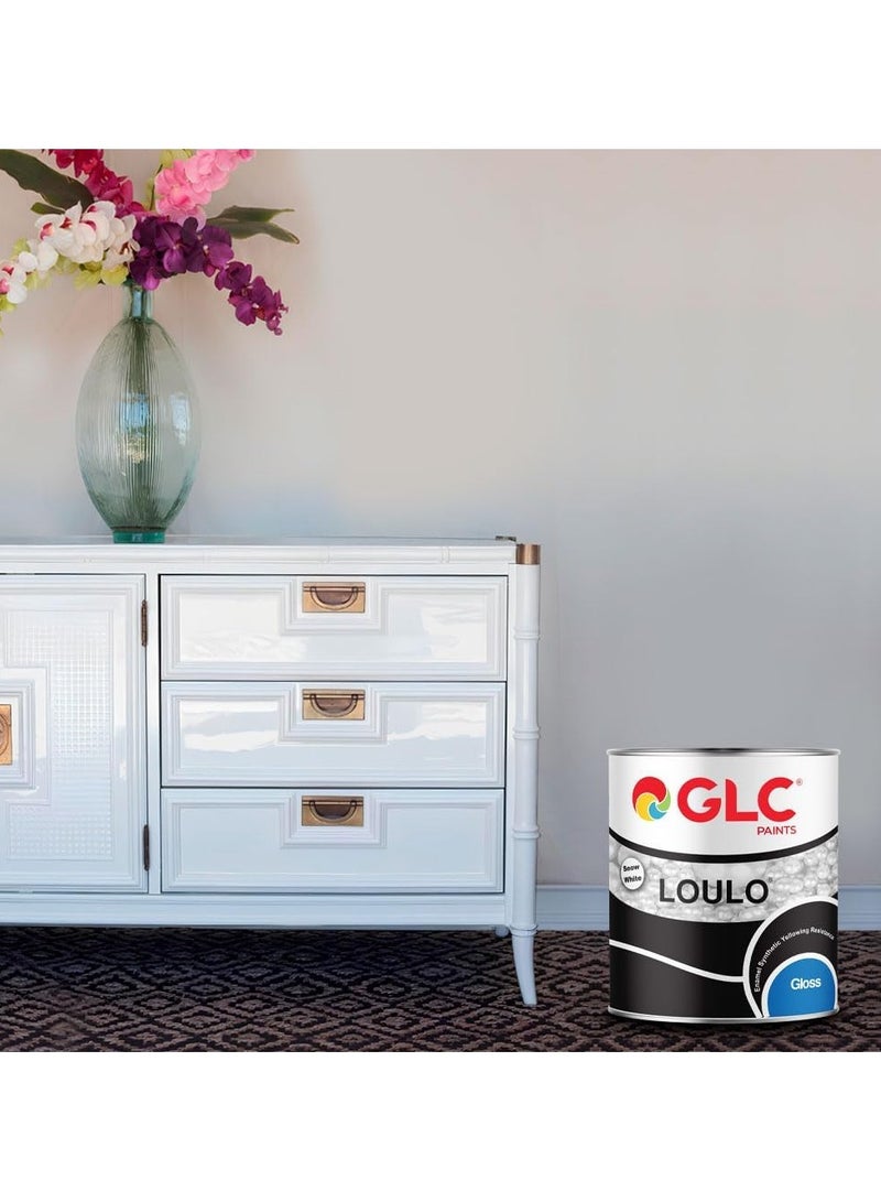 GLC Paints Lulu Wood Paint for Interior and Exterior High Gloss Snow White 840ml - Image 2