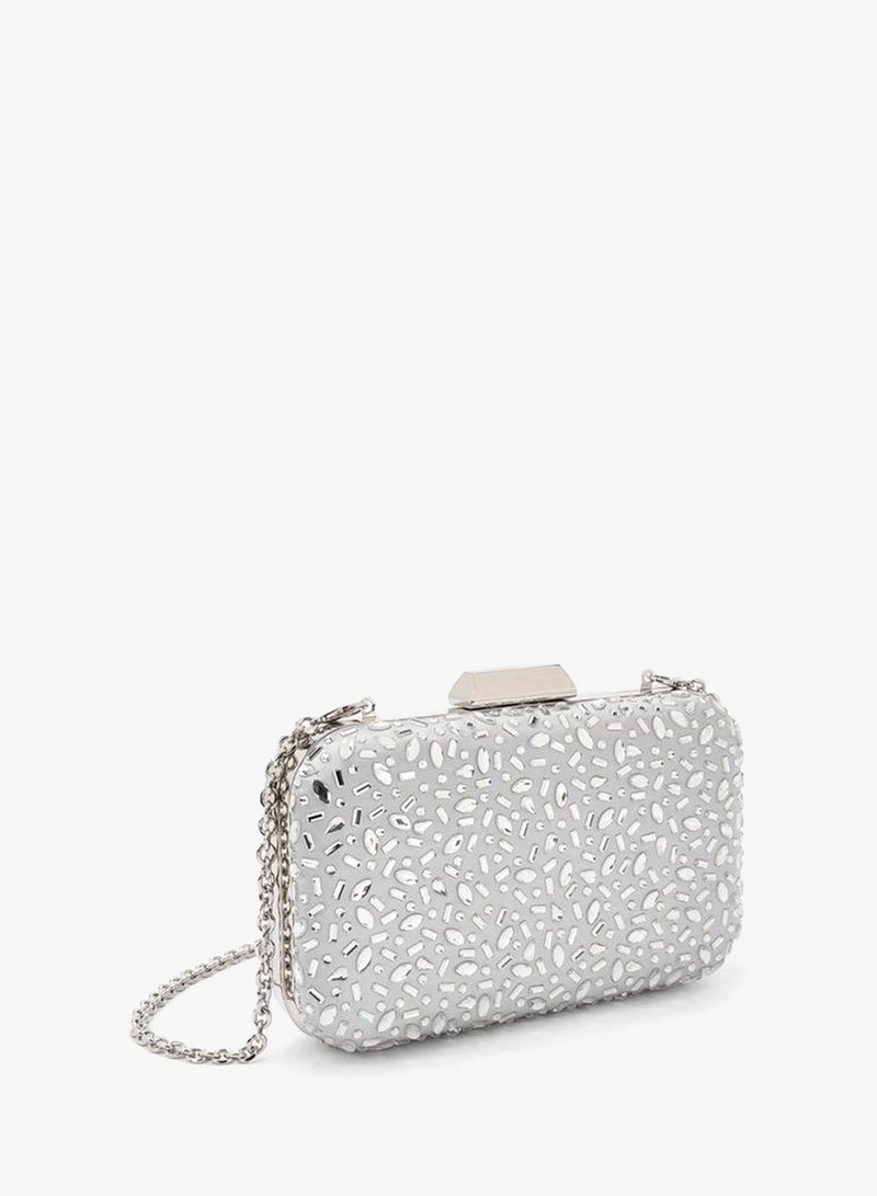 Flora Bella By Shoexpress Floral Bella Embellished Clutch with Chain Strap Ramadan Collection - Image 4