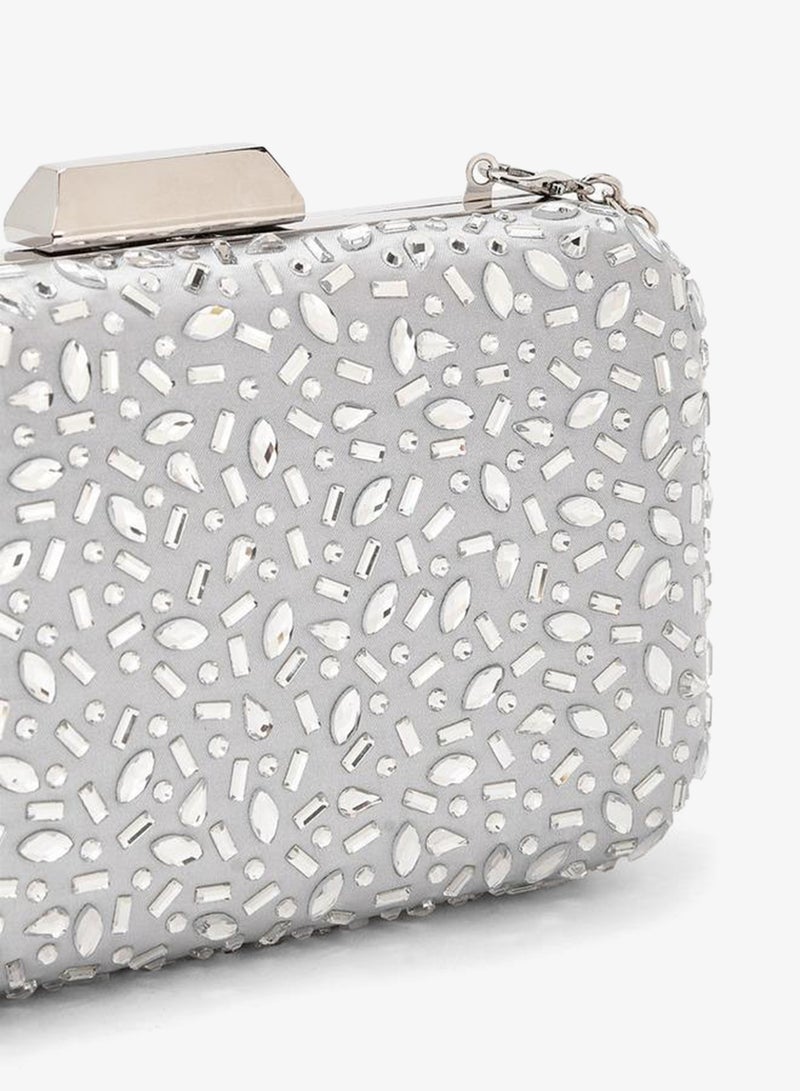 Flora Bella By Shoexpress Floral Bella Embellished Clutch with Chain Strap Ramadan Collection - Image 3