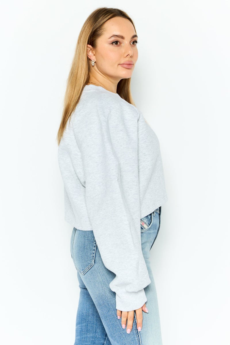 MONKI Women Crew Neck Heather Sweatshirts, Grey Heather - Image 3
