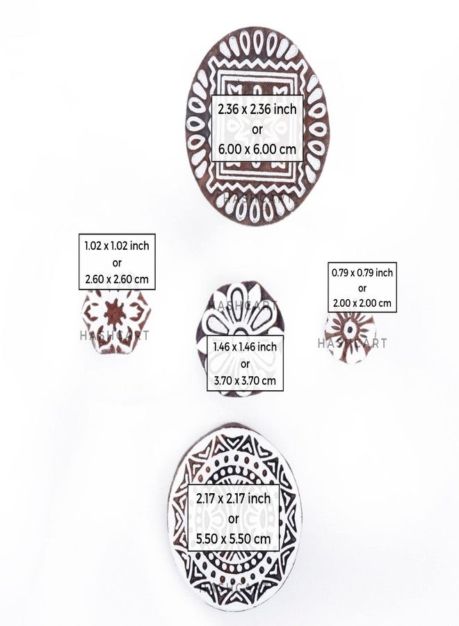 Hashcart Wooden Stamp Block for Textile Printing, Block Printing Stamps for Textile, Fabric, Tote Bags, Kids Craft Activity (Set of 5) - Image 4